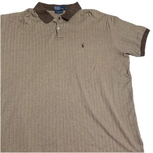 Vtg Polo Ralph Lauren Men's 2XL Brown Herringbone Golf Pony 90s